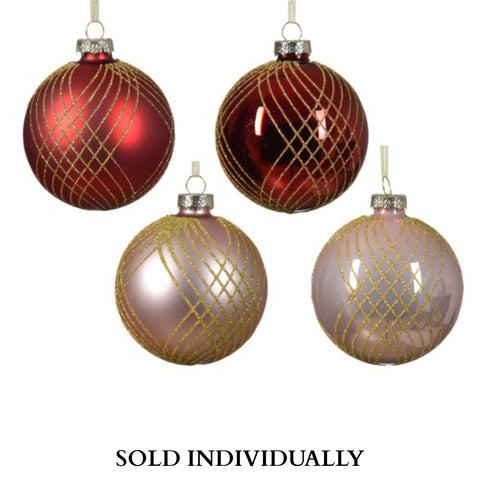 Glass Ornaments 3.2"D (4 colors available - sold individually)