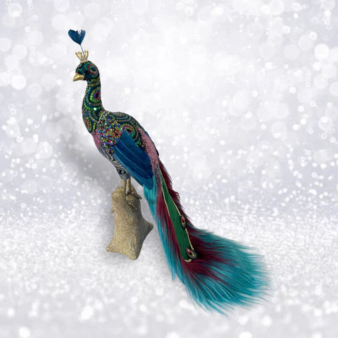 Peacock on Rock Figurine, 18.5"