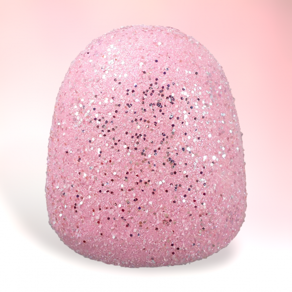 9" Pink Glittered Gumdrop Glass Ornament