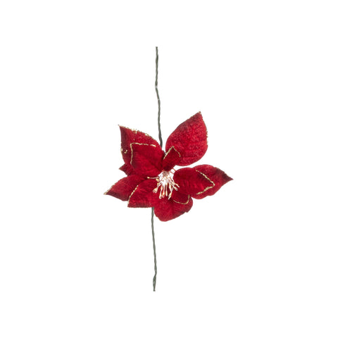 Red Poinsettia Warm White Garland, 6'