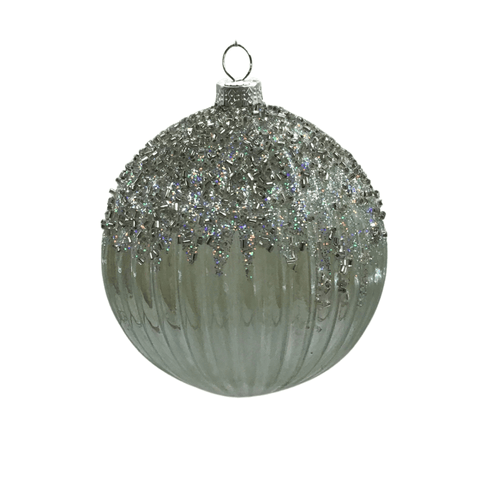 Clear and silver ball ornaments
