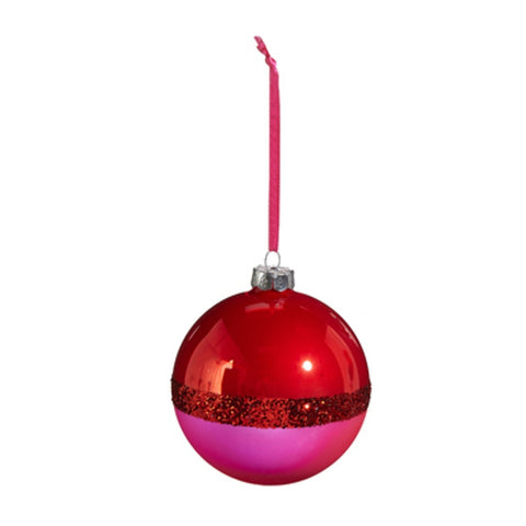 Pink Two Tone Ball Ornament, 4" (3 styles - sold individually)