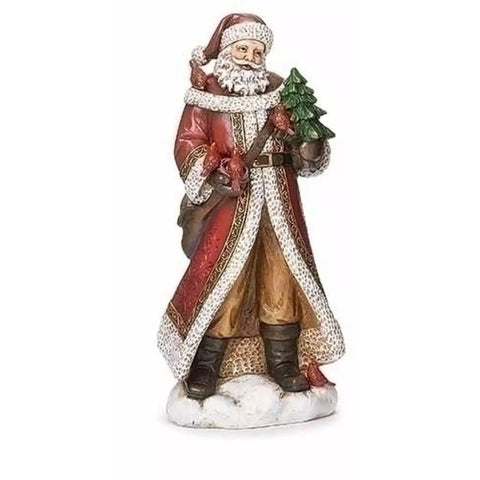 Santa w/ Cardinals Resin Figurine, 10" (2 styles - sold individually)