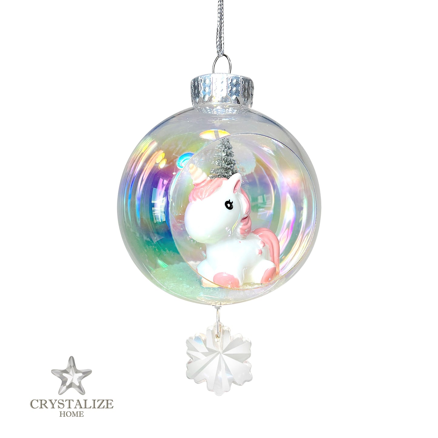 Unicorn Plastic Ornament with Magnetic Crystal 3" x 7"