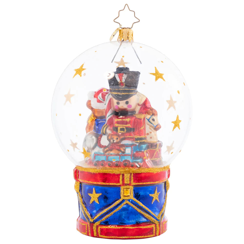 Christopher Radko "Toyland Treasures Snow Globe" Glass Ornament