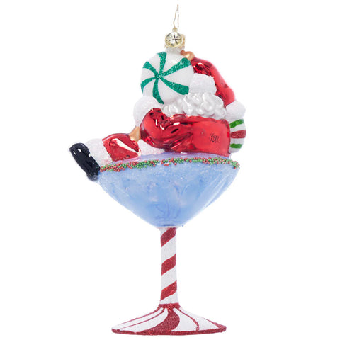 Santa-tini Glass Ornament, 6.25"