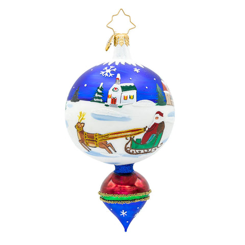 Fantasia Sleigh Ride Drop Glass Ornament, 6"