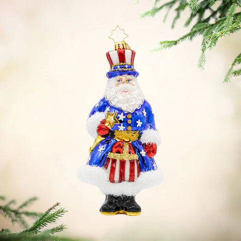 All-American Santa Ornament, 6.5"