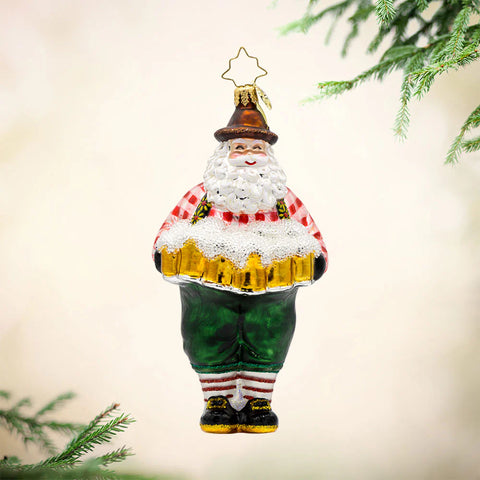 Jolly Ale Santa Glass Ornament, 5.5"