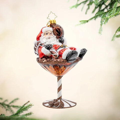 Santa's Merry Martini Brew Glass Ornament, 6.5"