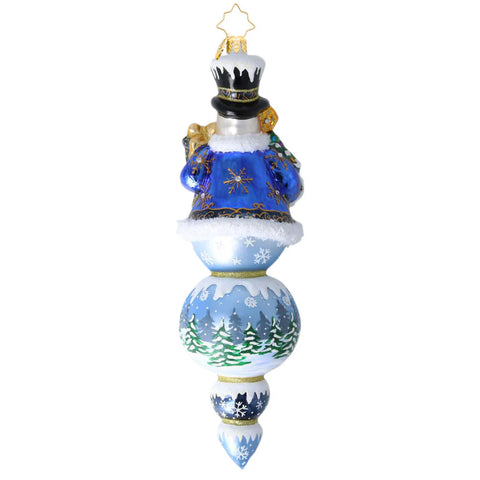 The Regal Snowman Drop Glass Ornament, 9.5"