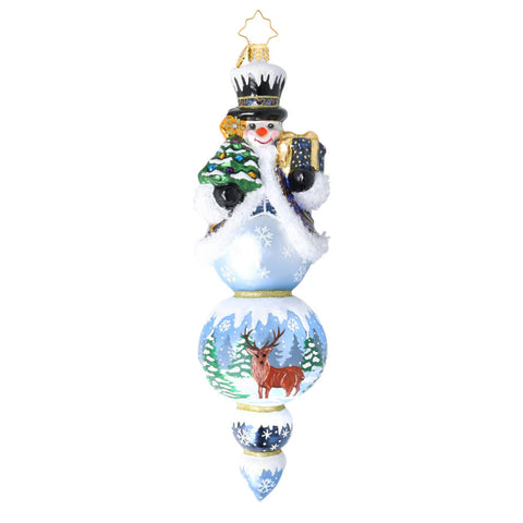 The Regal Snowman Drop Glass Ornament, 9.5"