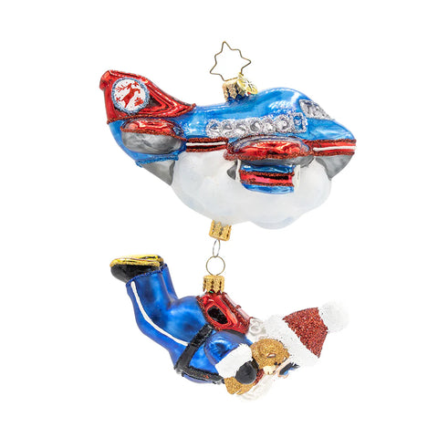 Jolly Jumper Santa Glass Ornament, 5.5"