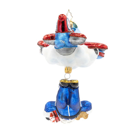 Jolly Jumper Santa Glass Ornament, 5.5"