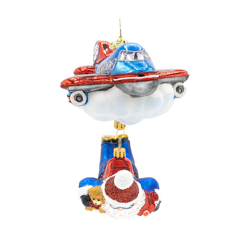 Jolly Jumper Santa Glass Ornament, 5.5"
