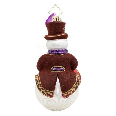 Opulent Frost Snowman Glass Ornament, 6"