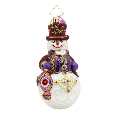 Opulent Frost Snowman Glass Ornament, 6"