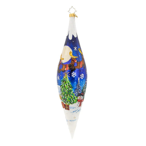 Moonlight Sleigh Ride Icicle Glass Ornament, 12"