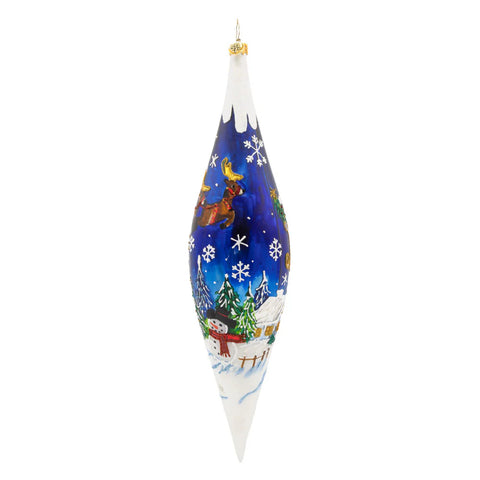 Moonlight Sleigh Ride Icicle Glass Ornament, 12"