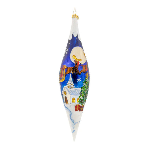Moonlight Sleigh Ride Icicle Glass Ornament, 12"