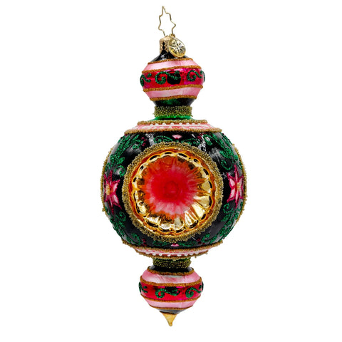 Gilded Midnight Bloom Glass Ornament, 6"