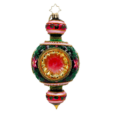 Gilded Midnight Bloom Glass Ornament, 6"