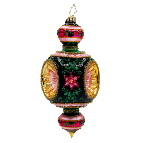 Gilded Midnight Bloom Glass Ornament, 6"