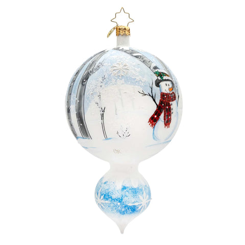 Chilly Forest Drop Snowman Glass Ornament, 6"