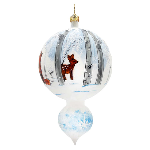 Chilly Forest Drop Snowman Glass Ornament, 6"