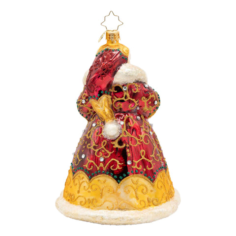 Crown Of Christmas Santa Glass Ornament, 6.5"