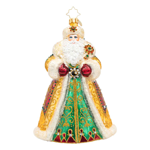 Crown Of Christmas Santa Glass Ornament, 6.5"