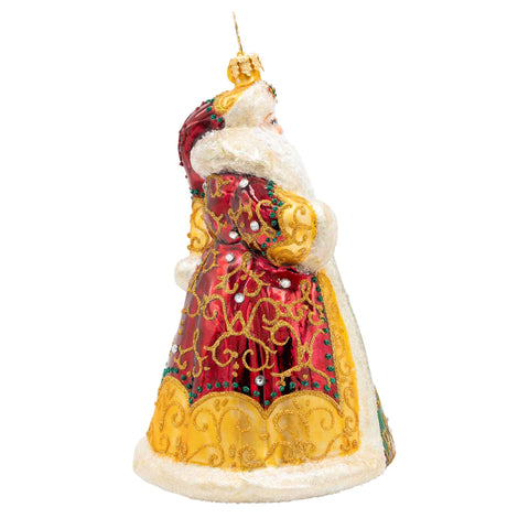 Crown Of Christmas Santa Glass Ornament, 6.5"