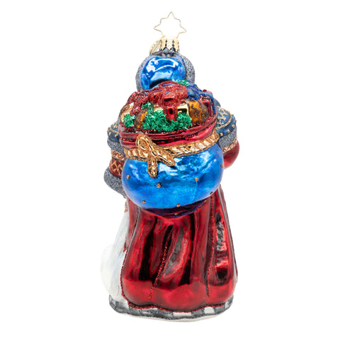 Northern Nicholas Santa Glass Ornament, 6.75"