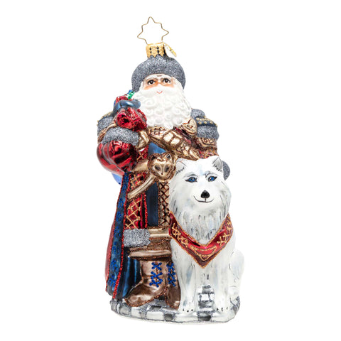 Northern Nicholas Santa Glass Ornament, 6.75"