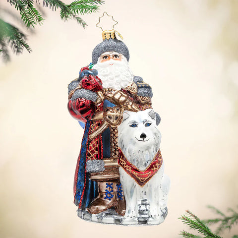 Northern Nicholas Santa Glass Ornament, 6.75"