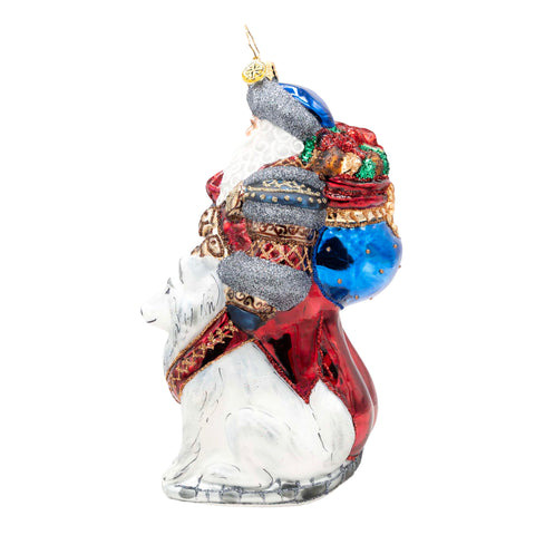Northern Nicholas Santa Glass Ornament, 6.75"