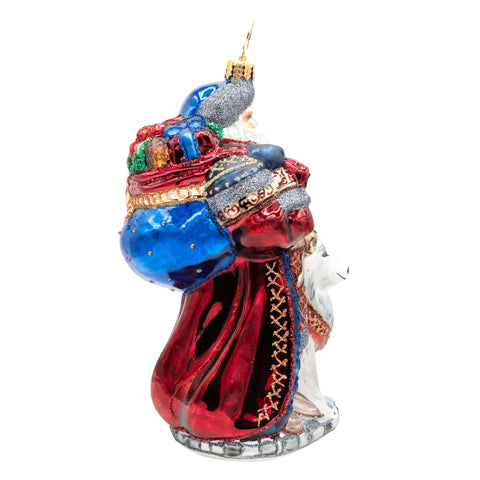 Northern Nicholas Santa Glass Ornament, 6.75"