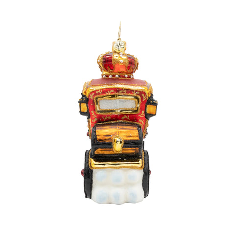 Yuletide Carriage Ride Santa Glass Ornament, 5"