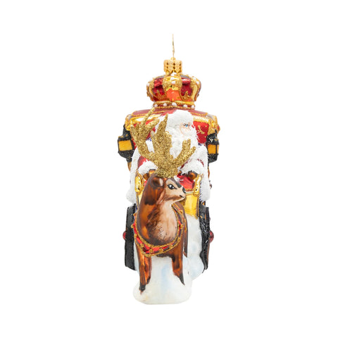 Yuletide Carriage Ride Santa Glass Ornament, 5"