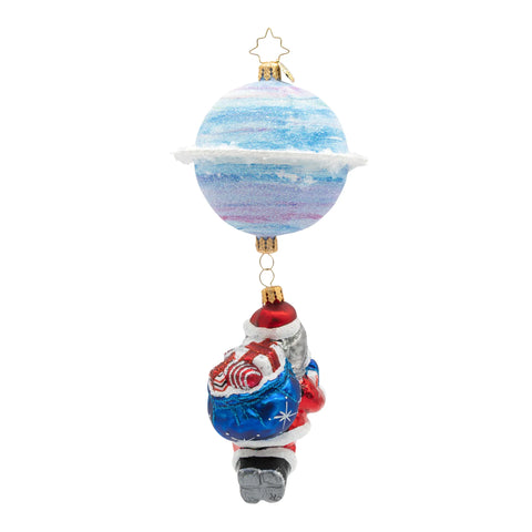 Space Nick Santa Glass Ornament, 8.25"