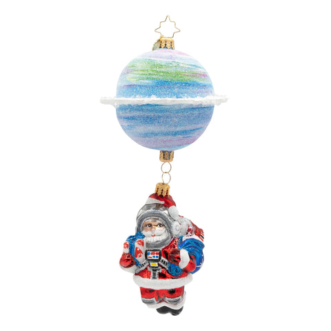 Space Nick Santa Glass Ornament, 8.25"