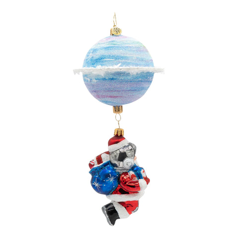 Space Nick Santa Glass Ornament, 8.25"