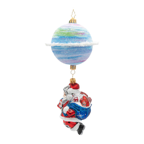 Space Nick Santa Glass Ornament, 8.25"