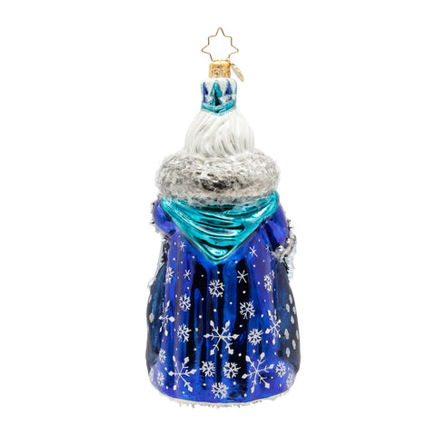 Frozen Majesty Santa Glass Ornament, 6.5"