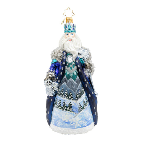 Frozen Majesty Santa Glass Ornament, 6.5"
