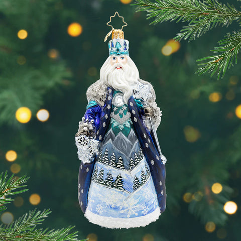 Frozen Majesty Santa Glass Ornament, 6.5"