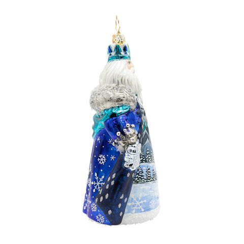 Frozen Majesty Santa Glass Ornament, 6.5"