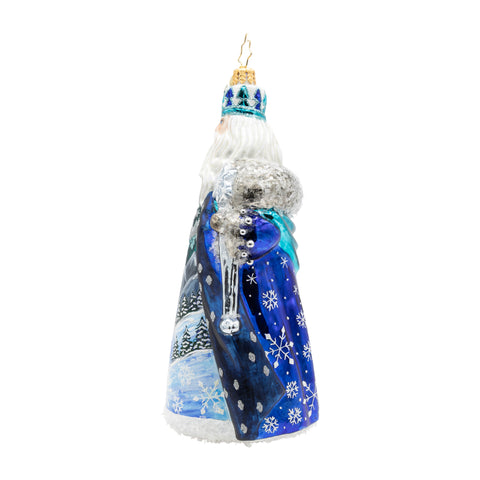 Frozen Majesty Santa Glass Ornament, 6.5"