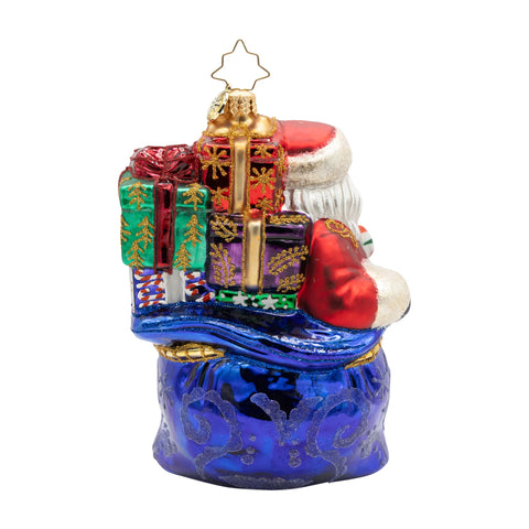 Kris Kringle’s Bundle Santa Glass Ornament, 5.5"