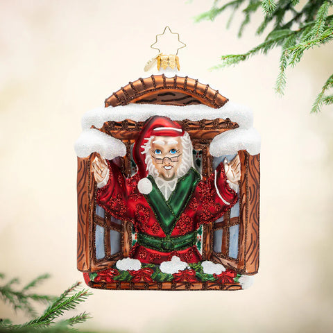 A New Day for Scrooge Glass Ornament, 5"